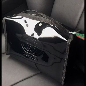 Auth Large Gucci black clutch parfums toiletry bag